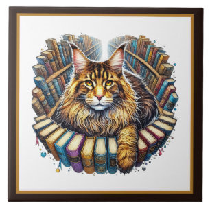 Cute kat leeshoek bibliotheek boekenliefhebbers tegeltje