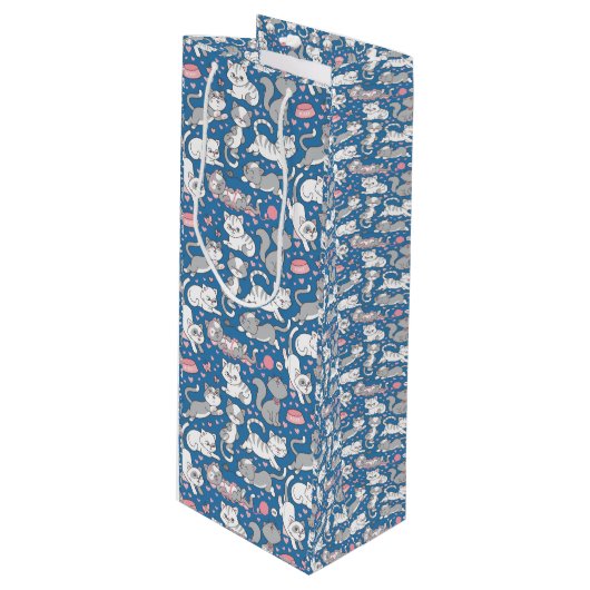 Cute Kat Love Wijn Cadeautas (Voorkant Gekanteld)