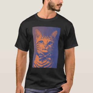 Cute Kat Met Een Strikdas Halsband Kitsch Stijl Ku T-shirt