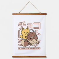 Cute Kat op Chocolademelk Karton Kawaii Kunst
