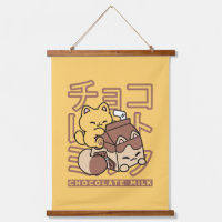 Cute Kat op Chocolademelk Karton Kawaii Kunst
