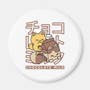 Cute Kat op Chocolademelk Karton Kawaii Kunst Magneet