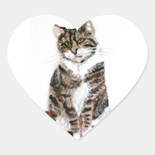 Cute Kat Painting Tabby Cat Hart Sticker