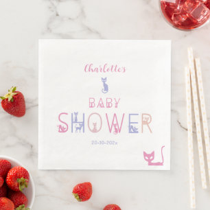 Cute Kat Pastel Kleur Baby Shower Servet
