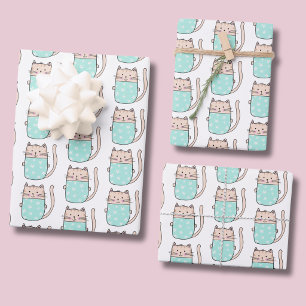 Cute Kat Patroon Meisjes Inpakpapier Vel