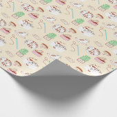 Cute Kat Pattern in beige Wrapping Paper Cadeaupapier (Hoek)