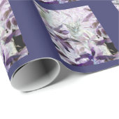 Cute Kat Pattern Paarse Abstracte Leaves Cadeaupapier (Rol Hoek)