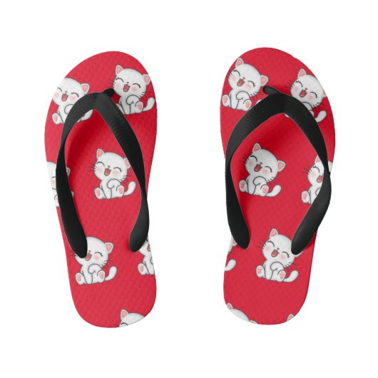 Cute kat print blue flip-flop kinder teenslippers (Voetbed)