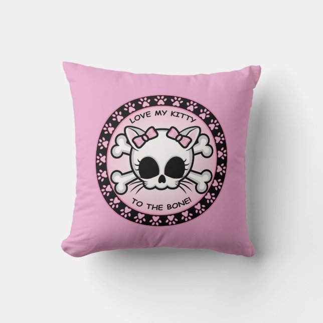 Cute Kat Skull Kussen (Voorkant)