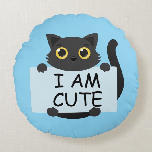 Cute Kat Statement Rond Kussen (Voorkant)