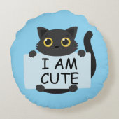 Cute Kat Statement Rond Kussen (Achterkant)