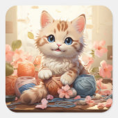 Cute-kat-sticker Vierkante Sticker (Voorkant)