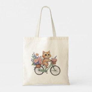 Cute Kat Tassen Tas – Bloemige Fiets Ontwerp