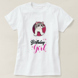 Cute Kat Verjaardag Meisje Grafische T-Shirt