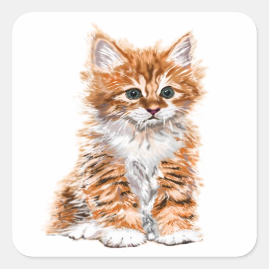 Cute Kat Vierkante Sticker (Voorkant)