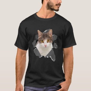 Cute Kattengezicht huisdier gescheurd kostuumontwe T-shirt