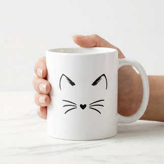 Cute Kattenoren & Snorharen Hart Neus Grafisch Koffiemok