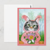 Cute kattenpak bloemen roze paasmakerij briefkaart (Voorkant / Achterkant)