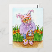 Cute kattenpak daffodils roze paasmakerij briefkaa briefkaart (Voorkant / Achterkant)