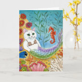 Cute-kattenzeepaardje Kaart (Gele Bloem)