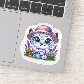 Cute Kawai Bloem Tuinieren Sneeuwluipaard Stickers