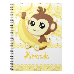 Cute Kawaii aap holding banana Notitieboek