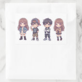 Cute Kawaii Adorable Chibi Kids Sticker Pack of 4 (Sac)