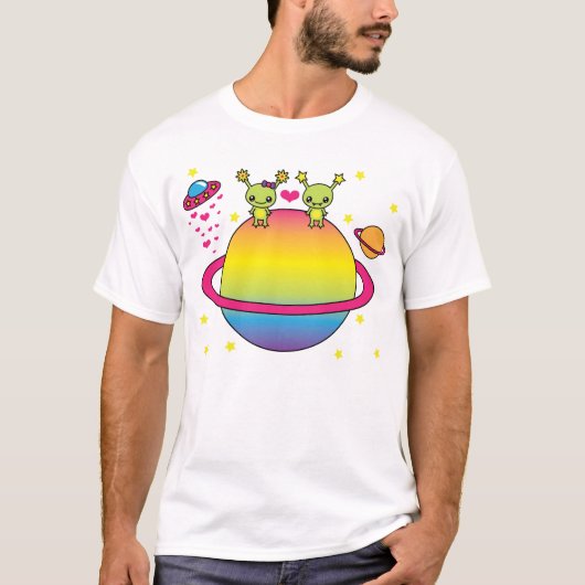 Cute Kawaii Aliens T-shirt (Voorkant)