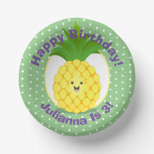 Cute kawaii ananas cartoon illustratie papieren kommen