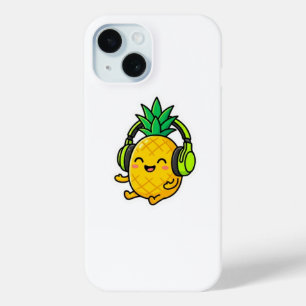Cute Kawaii Ananas met Hoofdtelefoon SuSticker