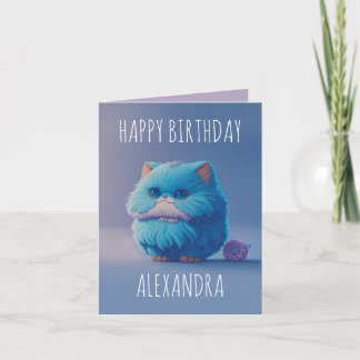 Cute kawaii angora cat gevouwen verjaardagskaart kaart