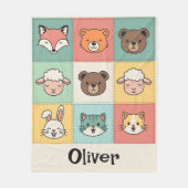 Cute Kawaii Animal Patchwork Nursery Fleece Deken (Voorkant)