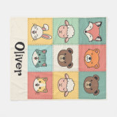 Cute Kawaii Animal Patchwork Nursery Fleece Deken (Voorkant (Horizontaal))