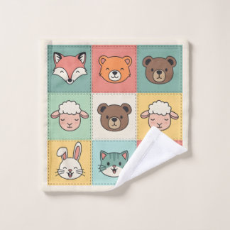 Cute Kawaii Animal Patchwork Nursery Washandje