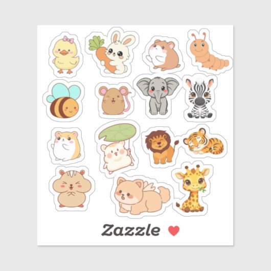 Cute Kawaii Animal Sticker Pack  (Feuille)