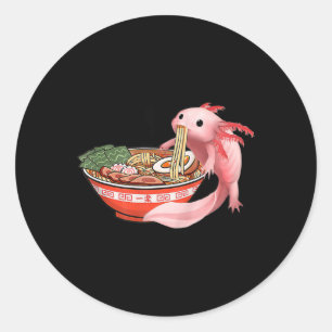 Cute Kawaii Anime Axolotl Japanse ramen Noodles A Ronde Sticker
