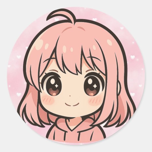 Cute Kawaii Anime Girl Face Sticker (Devant)