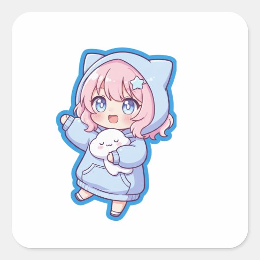 Cute Kawaii Anime Girl Sticker (Devant)