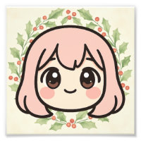 Cute Kawaii Anime Meisje Houten Muur Kunst