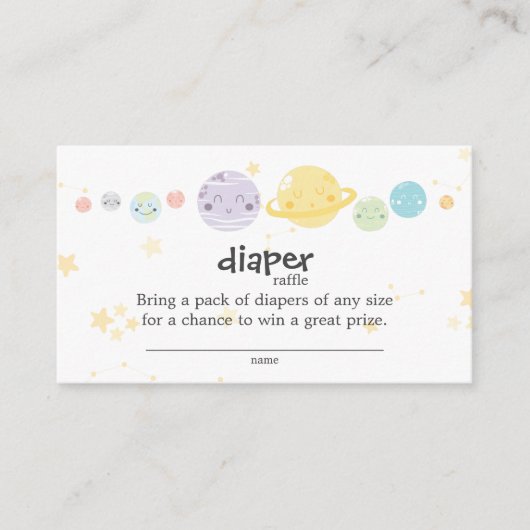 Cute Kawaii Astronomy Baby shower Diaper Raffle Informatiekaartje (Voorkant)