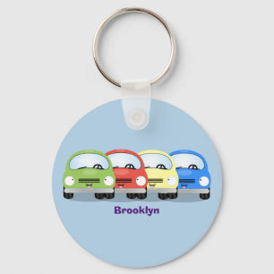 Cute kawaii auto's cartoonillustratie sleutelhanger