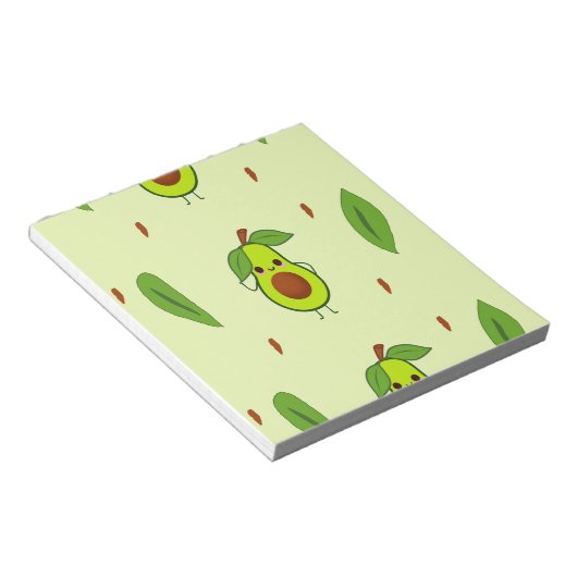 Cute kawaii avocado notitieblok (Schuin)
