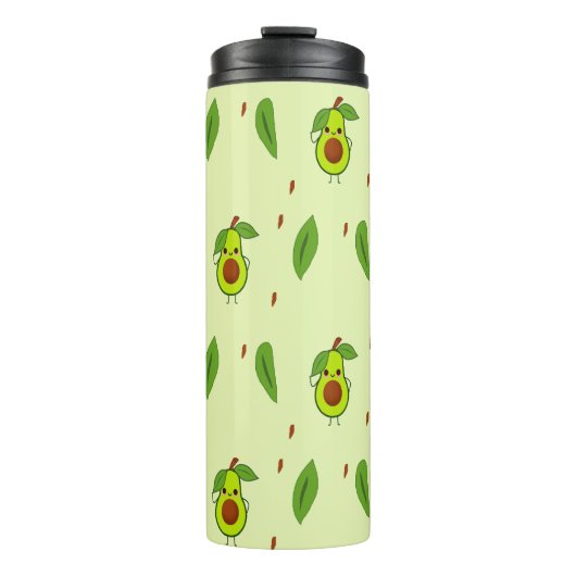 Cute kawaii avocado on green thermosbeker (Voorkant)