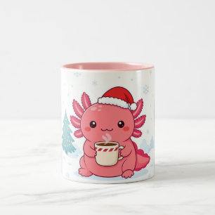 Cute Kawaii Axolotl Kerst Koffie Twee-Tons Mok