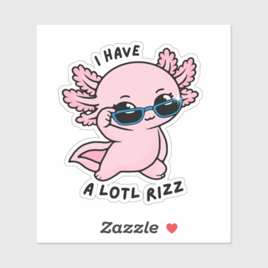 Cute Kawaii Axolotl Lotl Rizz Funny Pun Sticker (Feuille)