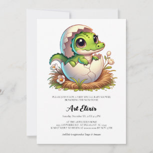 Cute Kawaii Baby Alligator Uitbroeden Baby Shower Kaart