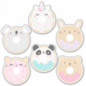 Cute Kawaii Baby Animal Donut Sticker Pack (Voorkant)