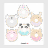 Cute Kawaii Baby Animal Donut Sticker Pack (Vel)