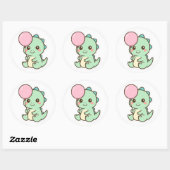 Cute Kawaii Baby Dinosaur with Balloon Sticker (Feuille)