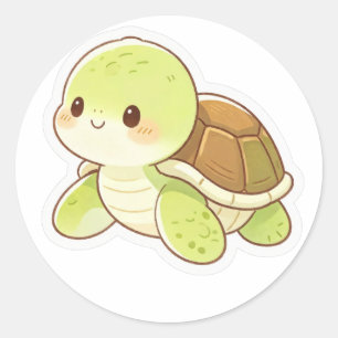 Cute Kawaii Baby Schildpad Sticker Groene Zeesch